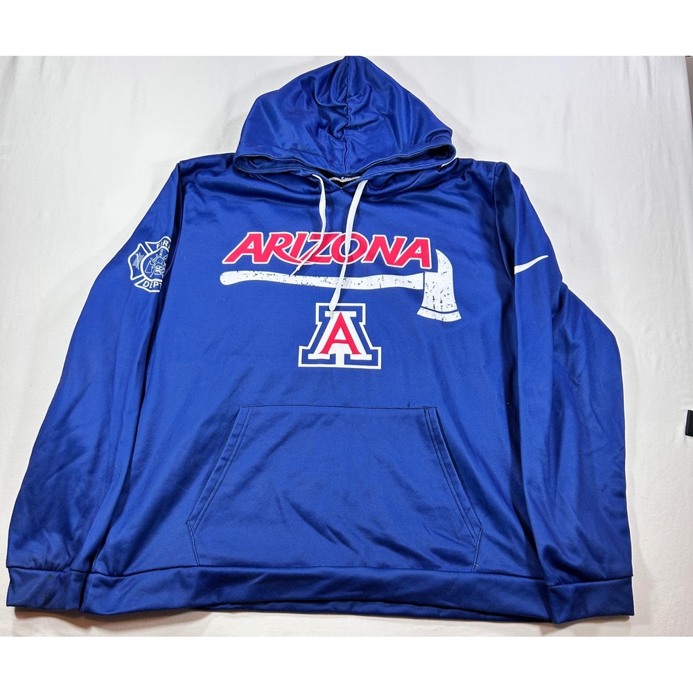 Arizona Wildcats Firefighter Football Hoodie Blue XL Fire Dept U of A Sweatshirt